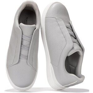 Men's Genuine Leather Grey Foam Insole Lightweight Slip On Sneakers Shoes